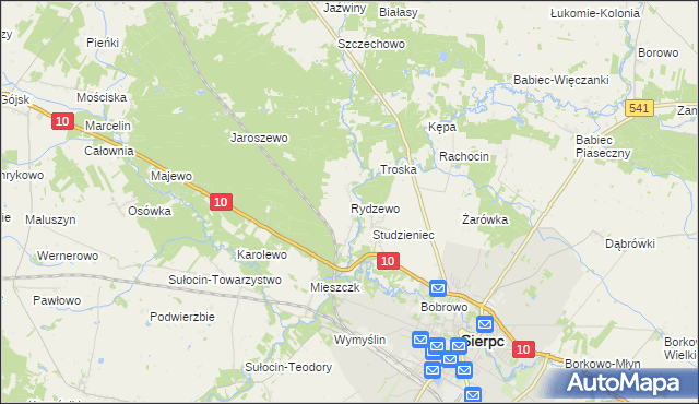 mapa Rydzewo gmina Sierpc, Rydzewo gmina Sierpc na mapie Targeo