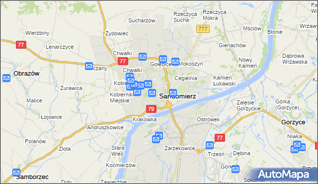 mapa Sandomierza, Sandomierz na mapie Targeo