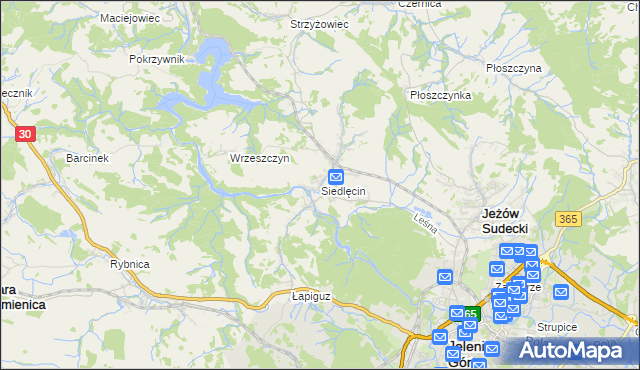 mapa Siedlęcin, Siedlęcin na mapie Targeo