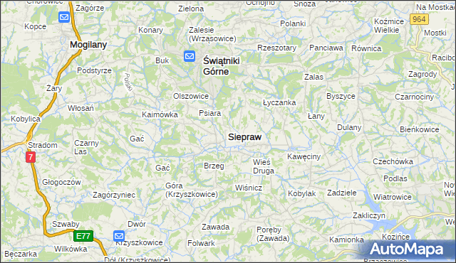 mapa Siepraw, Siepraw na mapie Targeo