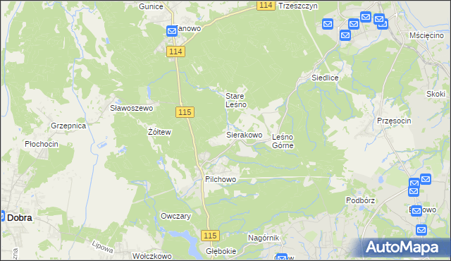 mapa Sierakowo gmina Police, Sierakowo gmina Police na mapie Targeo