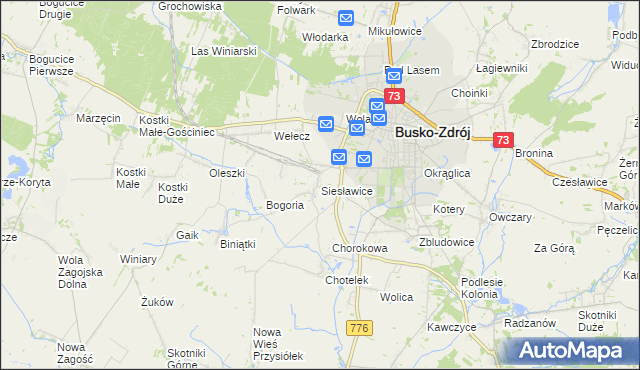 mapa Siesławice, Siesławice na mapie Targeo