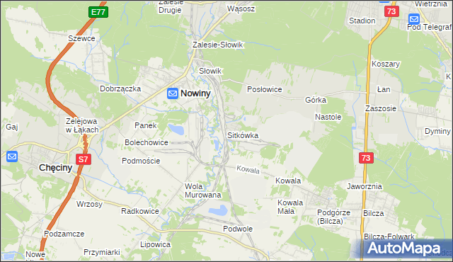 mapa Sitkówka, Sitkówka na mapie Targeo