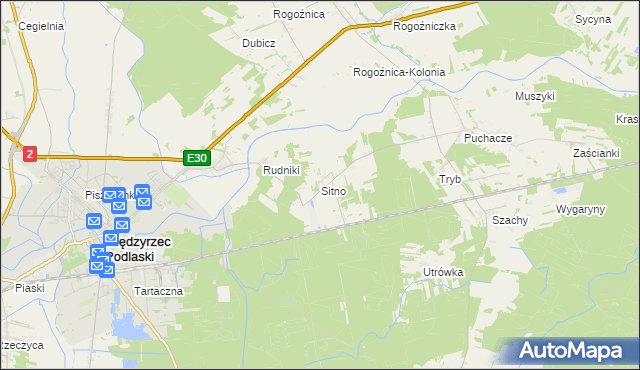 mapa Sitno gmina Międzyrzec Podlaski, Sitno gmina Międzyrzec Podlaski na mapie Targeo