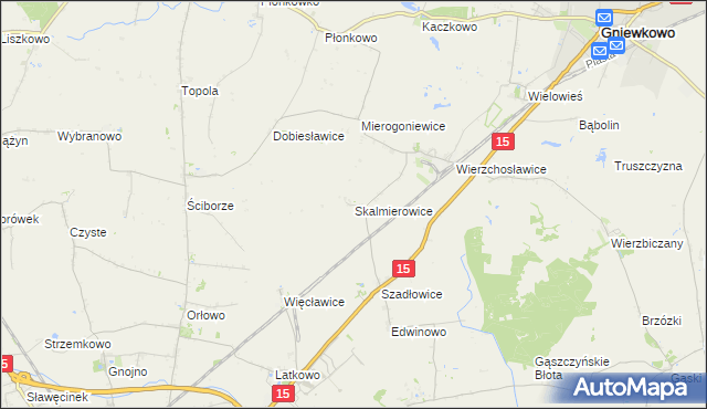 mapa Skalmierowice gmina Gniewkowo, Skalmierowice gmina Gniewkowo na mapie Targeo