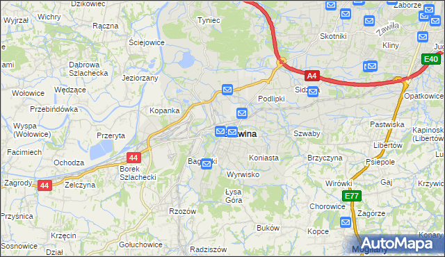 mapa Skawina, Skawina na mapie Targeo