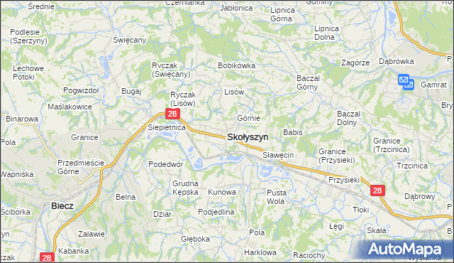 mapa Skołyszyn, Skołyszyn na mapie Targeo