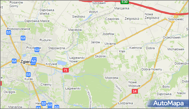 mapa Skotniki gmina Zgierz, Skotniki gmina Zgierz na mapie Targeo