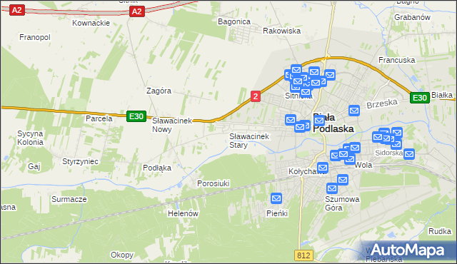 mapa Sławacinek Stary, Sławacinek Stary na mapie Targeo