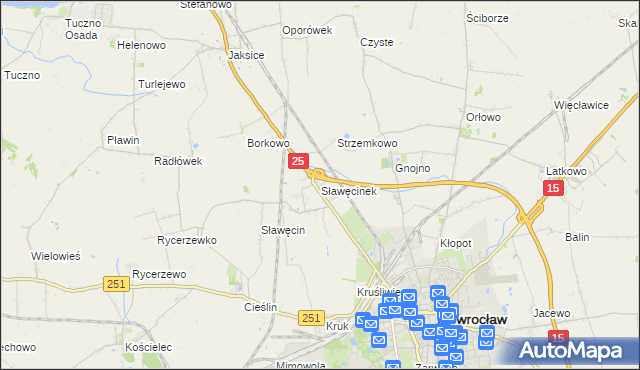 mapa Sławęcinek gmina Inowrocław, Sławęcinek gmina Inowrocław na mapie Targeo