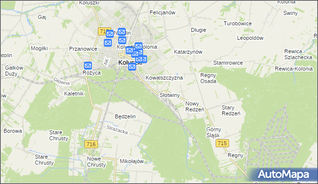 mapa Słotwiny gmina Koluszki, Słotwiny gmina Koluszki na mapie Targeo
