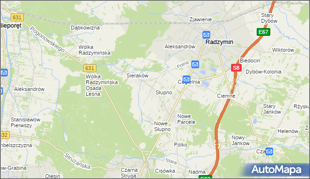 mapa Słupno gmina Radzymin, Słupno gmina Radzymin na mapie Targeo