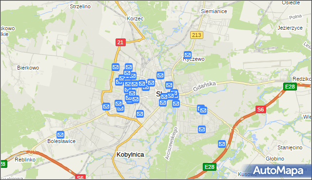mapa Słupska, Słupsk na mapie Targeo