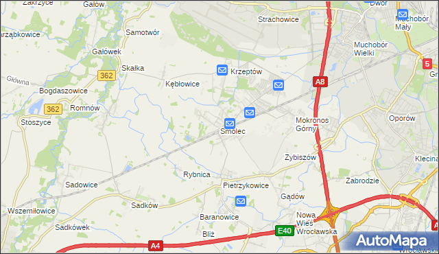 mapa Smolec, Smolec na mapie Targeo