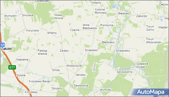 mapa Śniadowo gmina Zakroczym, Śniadowo gmina Zakroczym na mapie Targeo