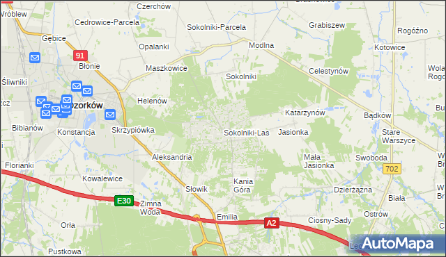 mapa Sokolniki-Las, Sokolniki-Las na mapie Targeo