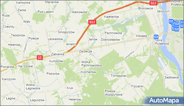 mapa Sosnów gmina Puławy, Sosnów gmina Puławy na mapie Targeo