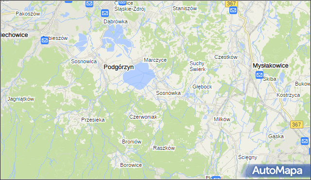 mapa Sosnówka gmina Podgórzyn, Sosnówka gmina Podgórzyn na mapie Targeo