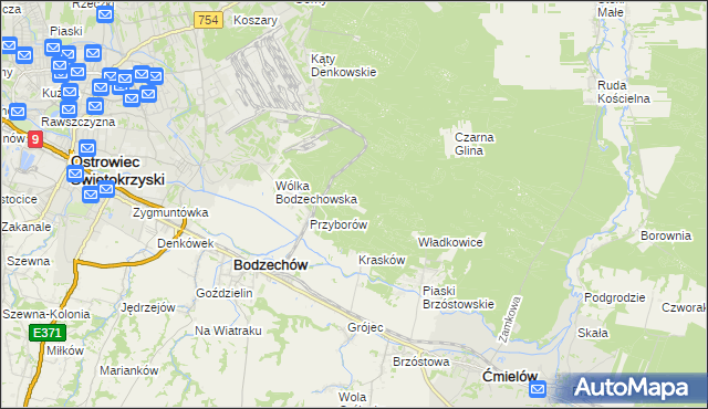 mapa Sowia Góra gmina Bodzechów, Sowia Góra gmina Bodzechów na mapie Targeo