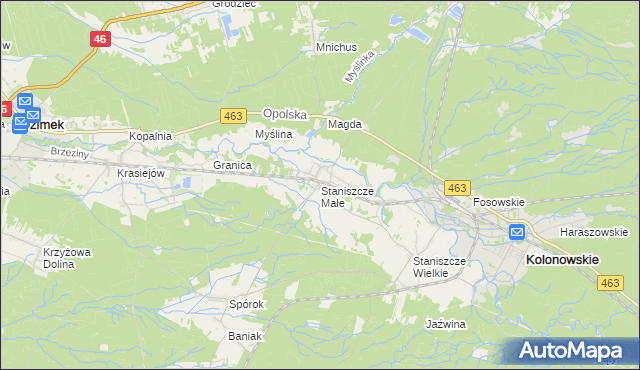 mapa Staniszcze Małe, Staniszcze Małe na mapie Targeo