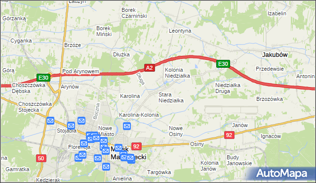mapa Stara Niedziałka, Stara Niedziałka na mapie Targeo