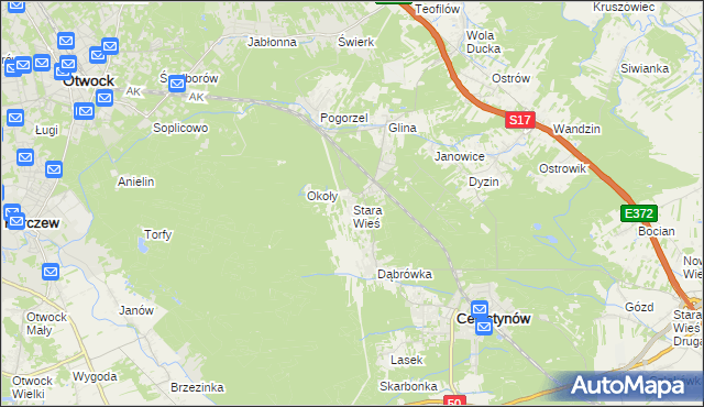 mapa Stara Wieś gmina Celestynów, Stara Wieś gmina Celestynów na mapie Targeo