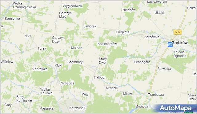 mapa Stary Dwór gmina Wierzbno, Stary Dwór gmina Wierzbno na mapie Targeo