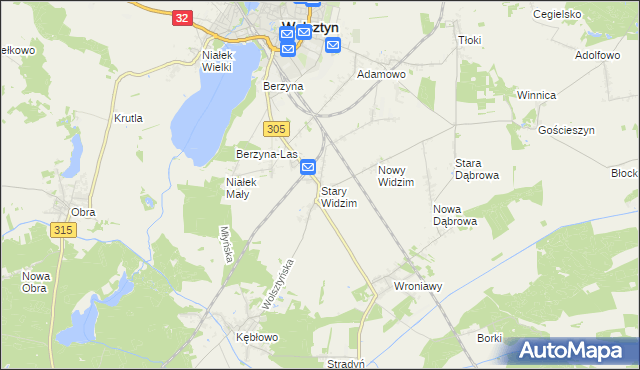 mapa Stary Widzim, Stary Widzim na mapie Targeo
