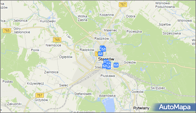 mapa Staszów, Staszów na mapie Targeo