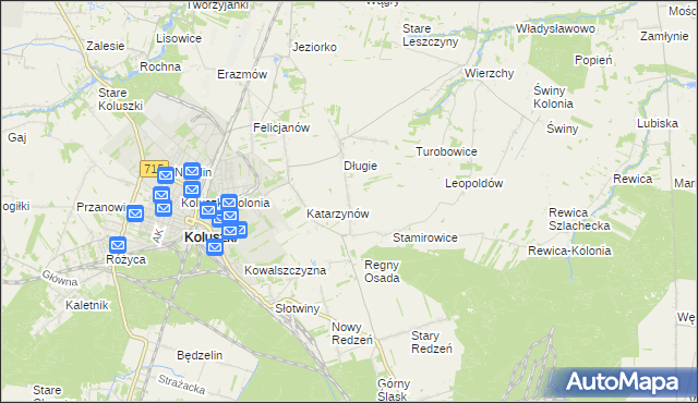 mapa Stefanów gmina Koluszki, Stefanów gmina Koluszki na mapie Targeo