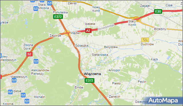 mapa Stefanówka gmina Wiązowna, Stefanówka gmina Wiązowna na mapie Targeo