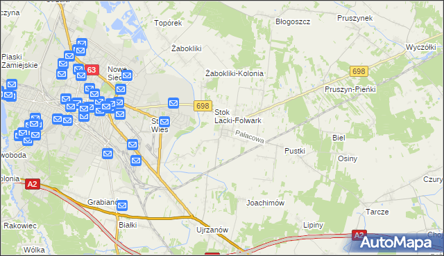mapa Stok Lacki, Stok Lacki na mapie Targeo