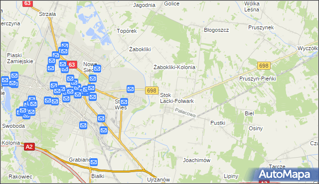 mapa Stok Lacki-Folwark, Stok Lacki-Folwark na mapie Targeo