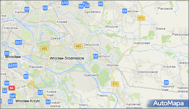 mapa Strachocin gmina Wrocław, Strachocin gmina Wrocław na mapie Targeo