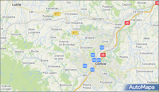 mapa Stróżówka, Stróżówka na mapie Targeo