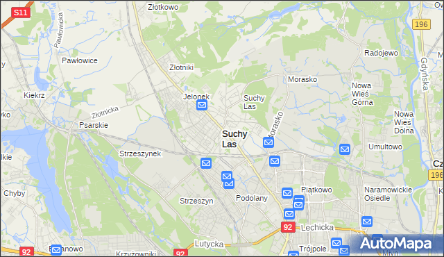 mapa Suchy Las powiat poznański, Suchy Las powiat poznański na mapie Targeo