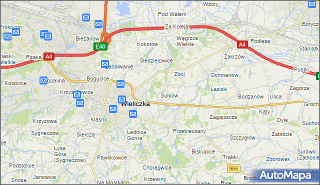 mapa Sułków gmina Wieliczka, Sułków gmina Wieliczka na mapie Targeo