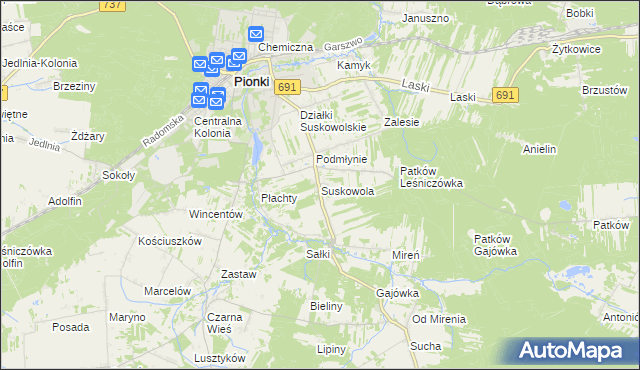 mapa Suskowola, Suskowola na mapie Targeo