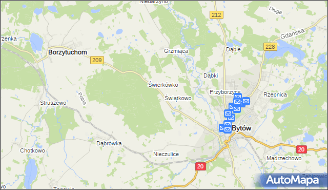 mapa Świątkowo gmina Bytów, Świątkowo gmina Bytów na mapie Targeo