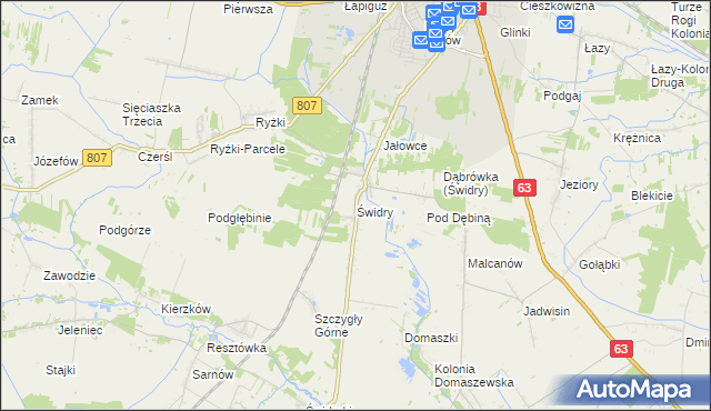 mapa Świdry gmina Łuków, Świdry gmina Łuków na mapie Targeo