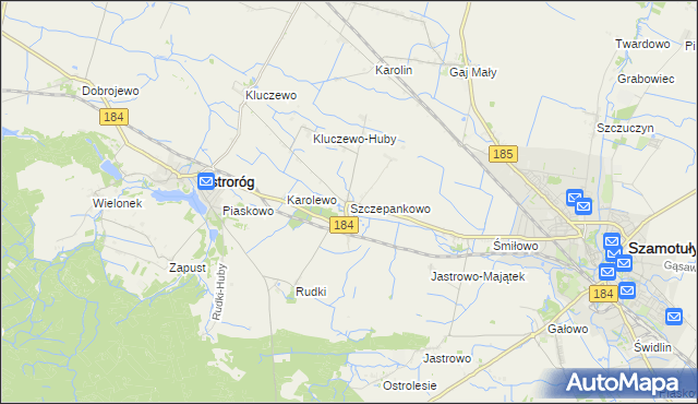 mapa Szczepankowo gmina Ostroróg, Szczepankowo gmina Ostroróg na mapie Targeo