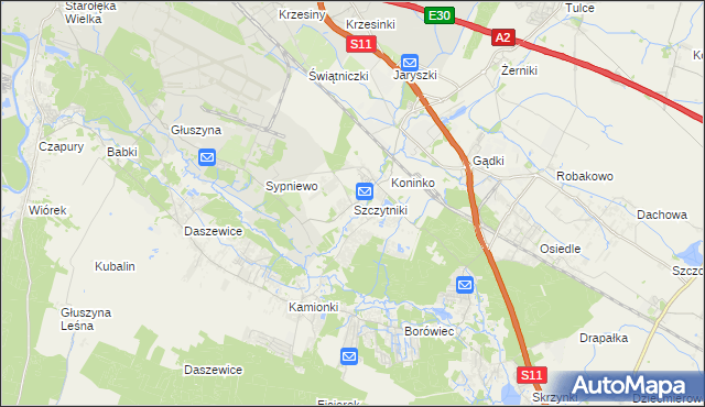 mapa Szczytniki gmina Kórnik, Szczytniki gmina Kórnik na mapie Targeo
