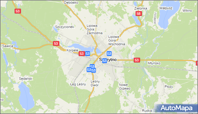 mapa Szczytno, Szczytno na mapie Targeo