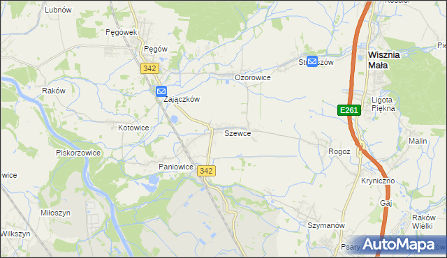 mapa Szewce gmina Wisznia Mała, Szewce gmina Wisznia Mała na mapie Targeo