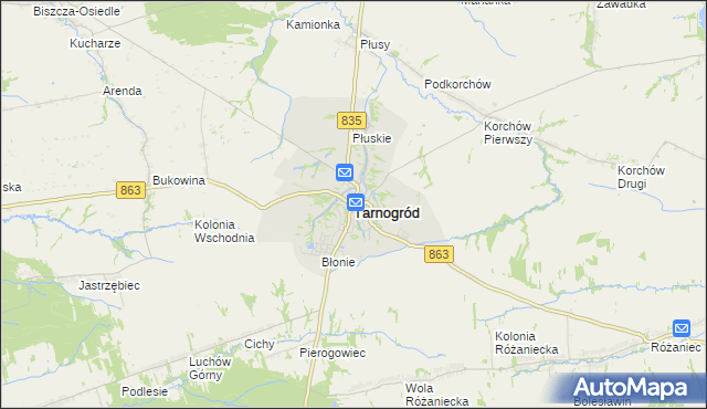 mapa Tarnogród, Tarnogród na mapie Targeo