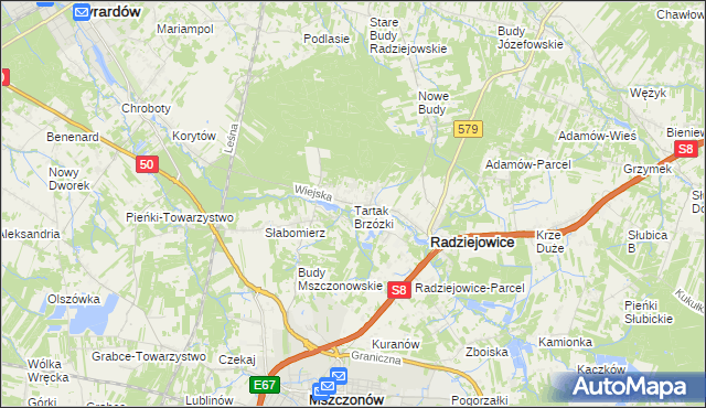 mapa Tartak Brzózki, Tartak Brzózki na mapie Targeo