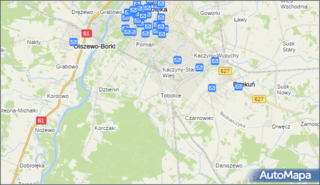 mapa Tobolice gmina Rzekuń, Tobolice gmina Rzekuń na mapie Targeo