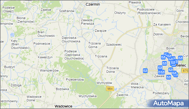 mapa Trzciana gmina Czermin, Trzciana gmina Czermin na mapie Targeo