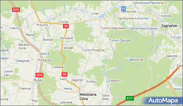 mapa Tumlin-Wykień, Tumlin-Wykień na mapie Targeo