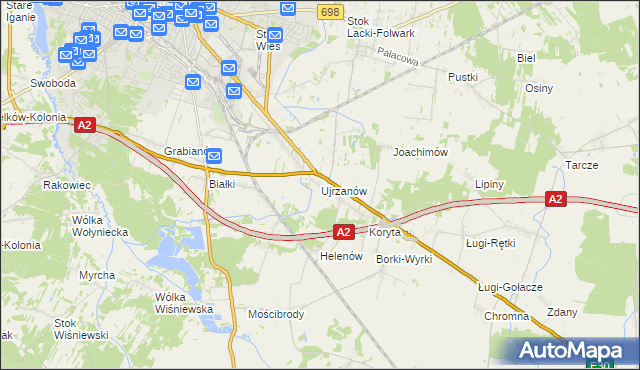 mapa Ujrzanów, Ujrzanów na mapie Targeo